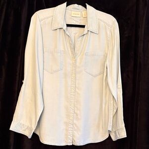 Chico's Chambray Blue Button-Up Blouse